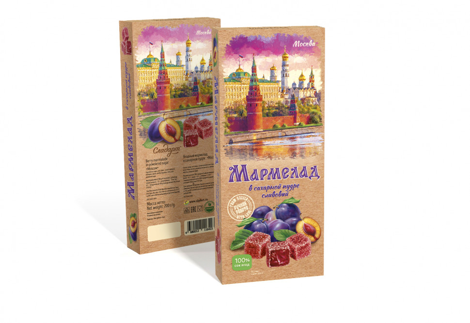  Сладарт Мармелад Сливовый МОСКВА в сахарной пудре (642), 200г   в Шадринске