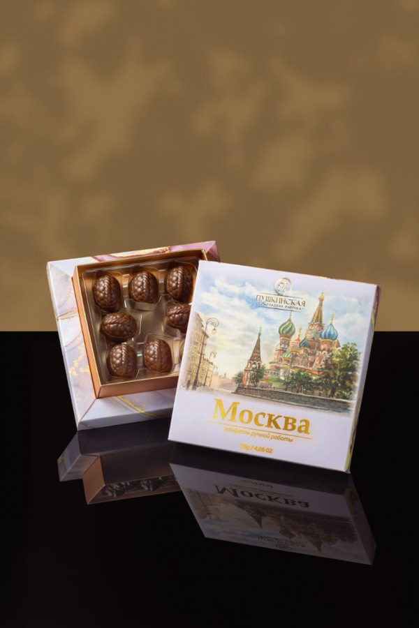 №1 Пушкинская фабрика Конфеты Фундук-Малина (Москва), 115г(розовая коробка) в Шадринске