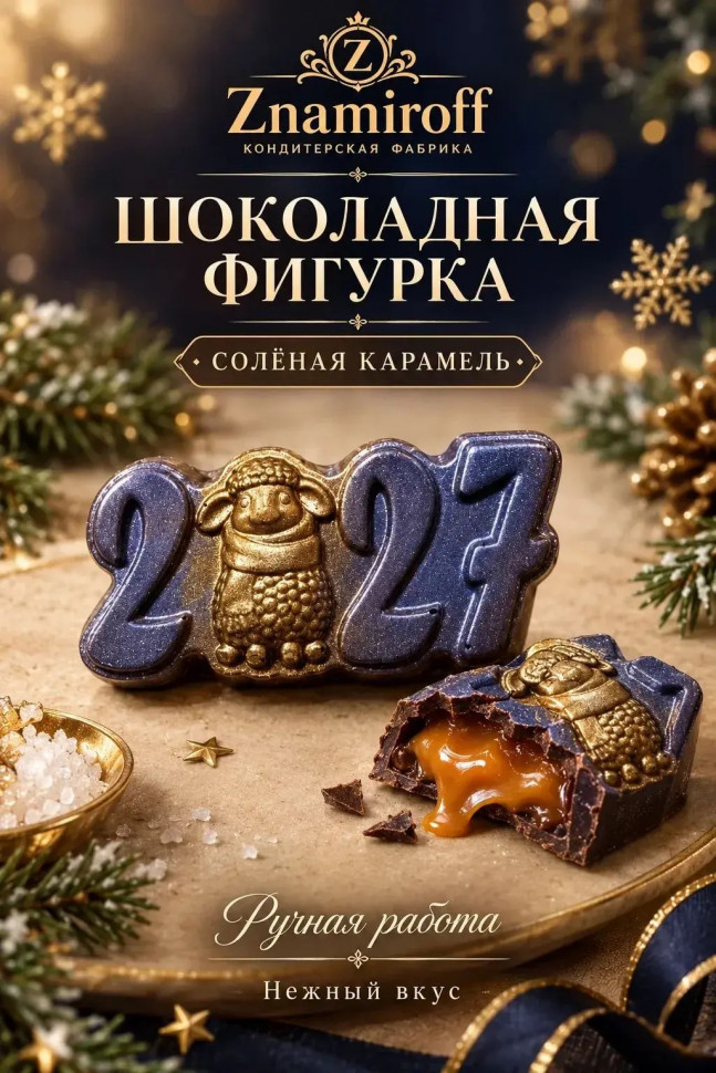  Шоколад фигурный "Год 2027" молочный шоколад с начинкой солёная карамель(блок 5шт по 70г) в Шадринске