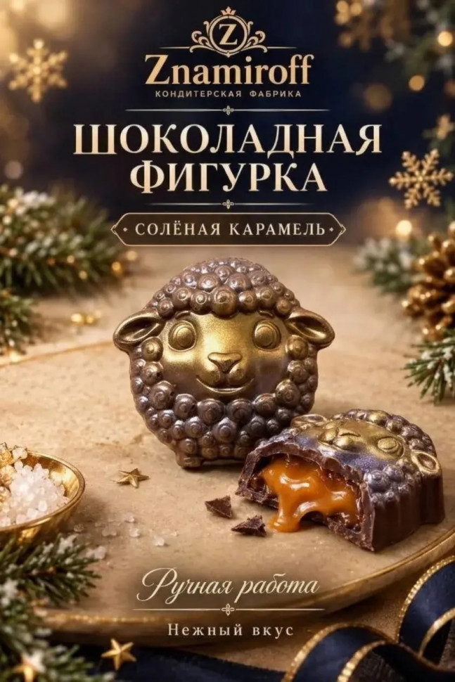  Шоколад фигурный "Овечка-мордашка" молочный шоколад с начинкой солёная карамель(блок 5шт по 70г) в Шадринске