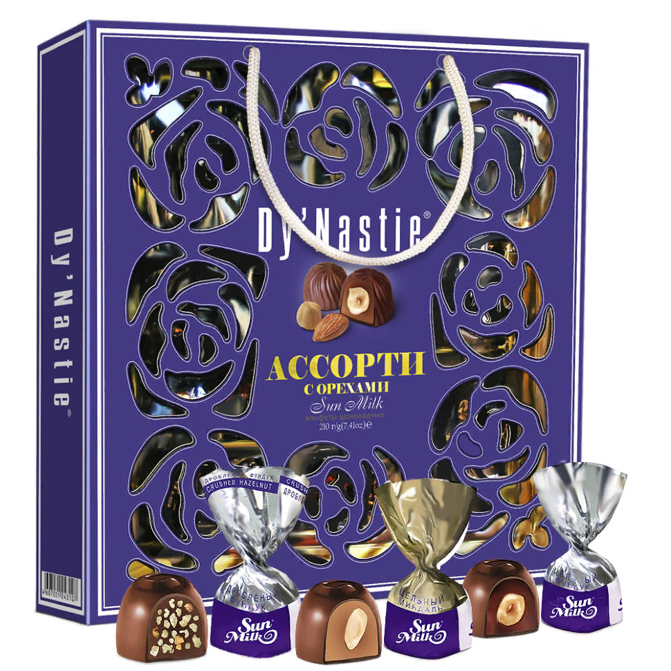  Династия Сумка Конфеты "Ассорти с орехами", 210г     в Шадринске